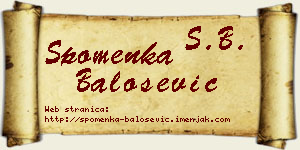Spomenka Balošević vizit kartica